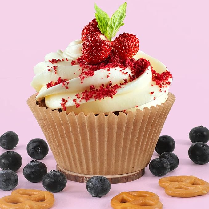 Caperci Natural Jumbo Cupcake Liners Large Baking Cups, Odorless, Food Safe Grease-Proof Papers (150-Count)