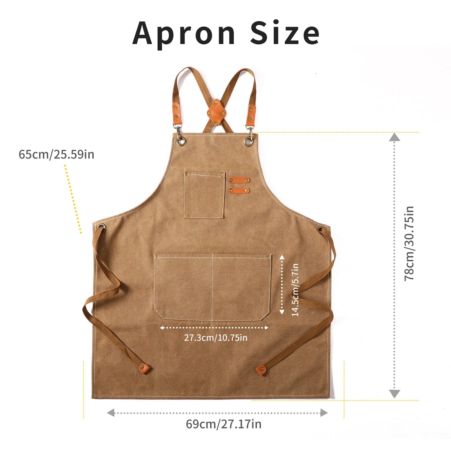 Tosewever Canvas Cross Back Chef Apron for Men Women with Adjustable Straps Large Pockets