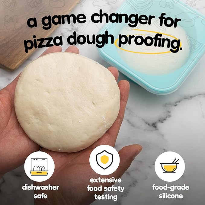 1000ml PLUS Pizza Sourdough Proofing Containers with Air-tight Lids for DIY family Artisan Pizza,Bread,Bagel-Food Grade Silicone -Freezer, Fridge, Dishwasher Safe-2 Pack (Blue)