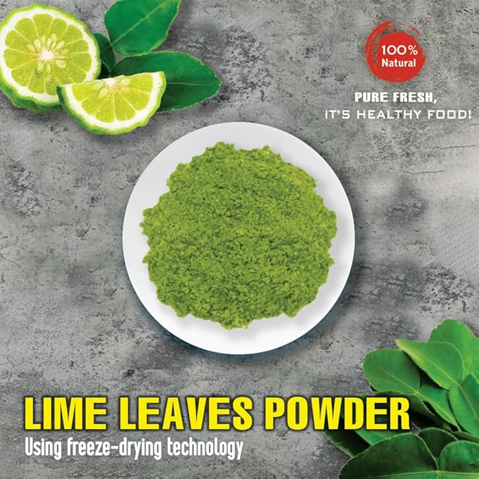LIME LEAVES POWDER 2.47 Oz (70g) VIETFARMFOOD: Pure, natural freeze-dried spice made from real vegetables and fruits - perfect for enhancing every meal, from cooking, baking, salads, soups, sauces