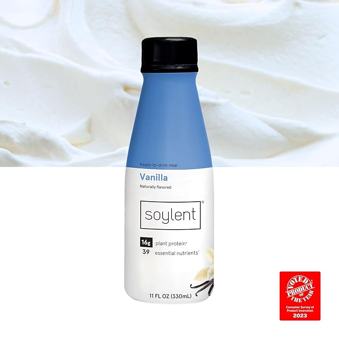 Soylent Complete Nutrition Gluten-Free Vegan Protein Meal Replacement Shake, Vanilla, 11 Oz, 12 Pack
