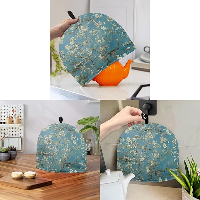 Blossoming Almond Tree Teapot Cover Tea Cozy for Teapot Insulated Kitchen Accessory Tea Pot Cozy for Keeping Warm Brown Home Decor