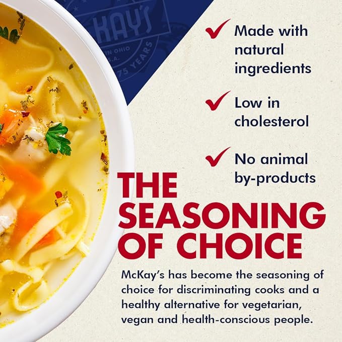McKay's Chicken and Beef Flavored Soup Seasoning, Gluten Free, Vegetarian Instant Broth, Bullion Powdered Seasoning, Good on Meats, Veggies or in Soup! (No MSG Added Variety, 2 Pack)