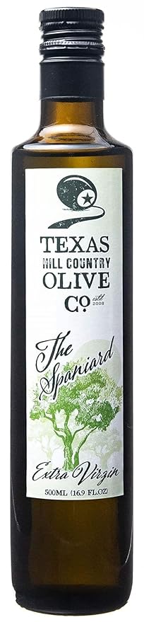 Texas Hill Country Olive Co Spaniard Extra Virgin Olive Oil - Cold Pressed EVOO Gourmet Olive Oil - Rich & Fruity - Perfect for Finishing & Dressing - Award Winning & Made in Texas (16.9 Fl Oz)