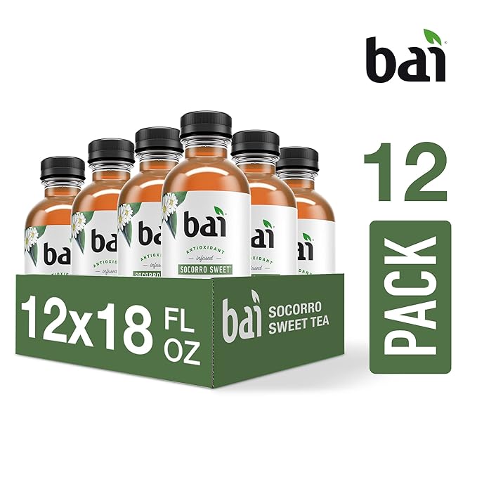 Bai Iced Tea, Socorro Sweet, Antioxidant Infused Supertea, Crafted with Real Tea (Black Tea, White Tea), 18 Fluid Ounce Bottles, 12 Count (Pack of 1)