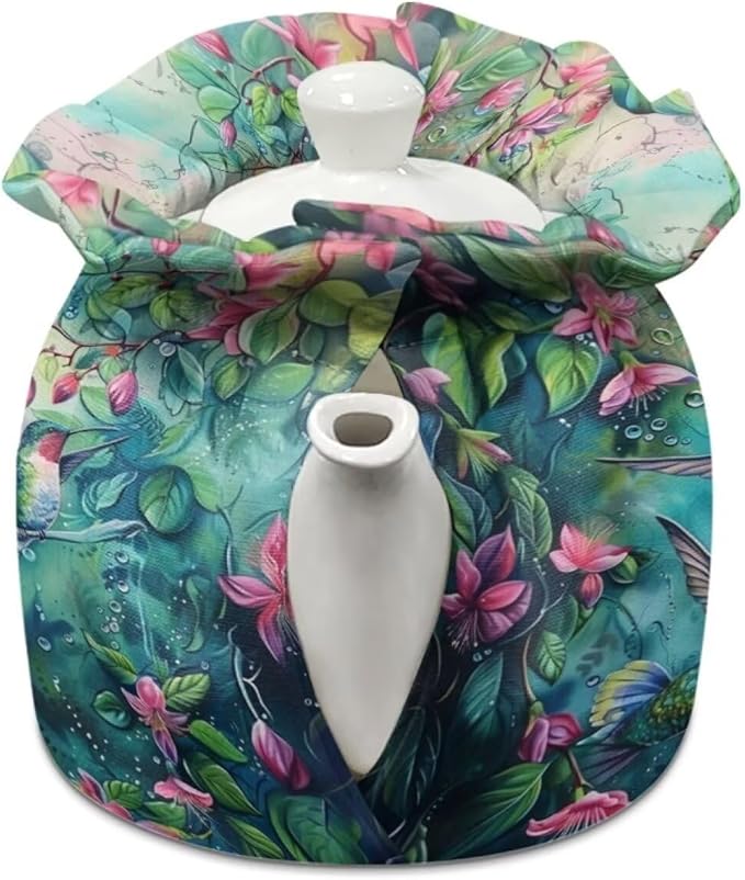 Hummingbird Tea Cozy for Teapot Insulated Floral Tea Pot Cozy for Keeping Warm Teapot Cover Kettle Kitchen Dust Cover for Gift Teapot Cozy
