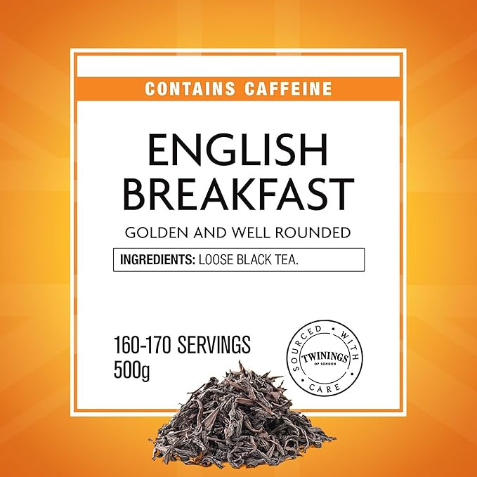 Twinings English Breakfast Loose Leaf Black Tea, 17.64 Ounce (500g) Tin, Caffeinated, Enjoy Hot or Iced