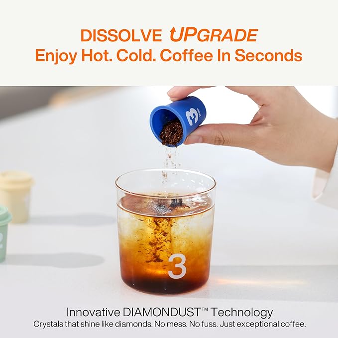SATURNBIRD Coffee Instant Cold Brew, Light Roast, Bright & Fruity Blend of 100% Specialty Arabica, Enjoy Hot or Cold, Freeze Dried Iced Coffee, 24 Single Servings for Home, Travel, Office (NO.1)