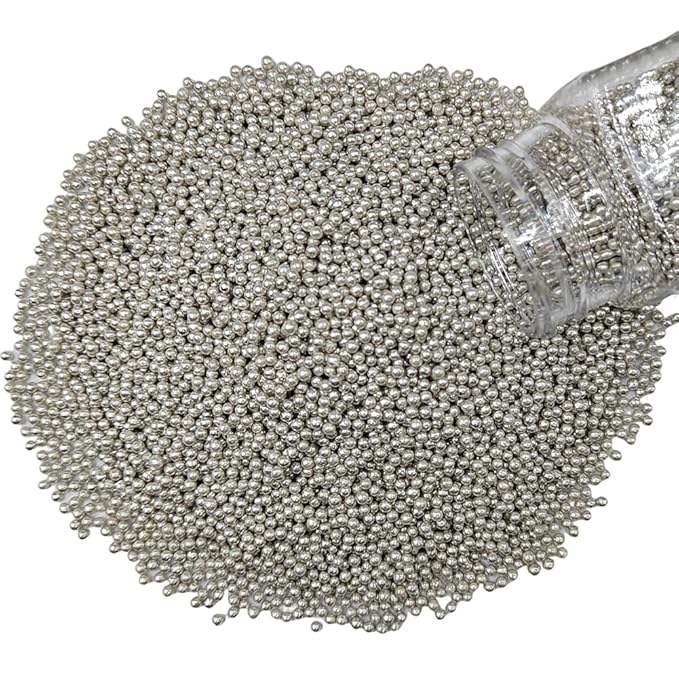 Homankit Silver Nonpareils Sprinkles Edible Cookie Decorations Mini Pearls for Decorating Cake, Baking, Cupcake Toppers, Ice Cream, Donuts 3.88 Ounce