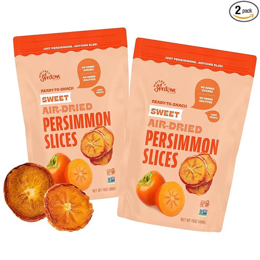 Whitney Jordan Naturals Air-Dried Persimmon Slices | Dried Fruit Snack Made from Real Persimmons | No Sugar Added, Gluten-Free, Vegan, Chewy Real Fruit for Clean Snacking | 16 Oz, Pack of 2