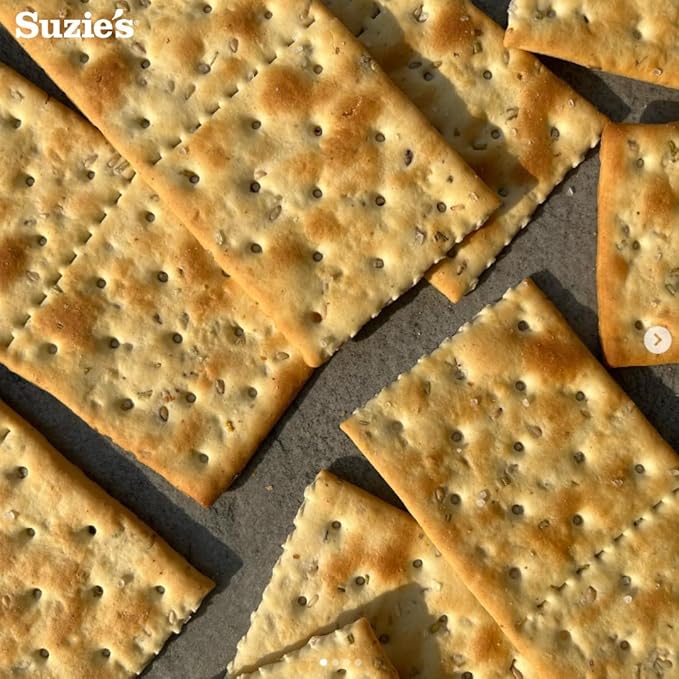 Suzie's Organic Rosemary Sesame Saltines Crackers|Healthy Gourmet Baked Vegan Snack for Adults & Children|Non GMO|12 Fresh Packs (96 individual Stay Fresh Packs) - 8.8oz Each