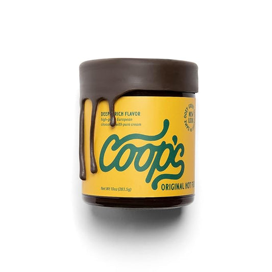 Coop's Original Hot Fudge: Gourmet, All Natural, Handcrafted, Gluten Free, Non-GMO, Chocolate Ice Cream Toppings, Sundae, Desserts, 10 Ounce
