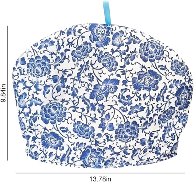 Cotton Tea Cozy Vintage Floral Printed Teapot Cover Tea Pot D챕cor Cozies Insulated Kettle Kitchen Dust Cover (Blue Flower)