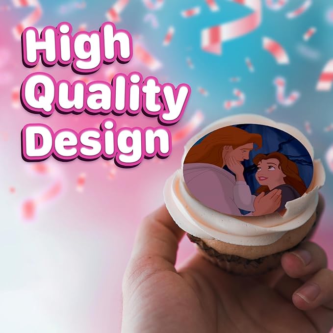 30 x Edible Cupcake Toppers ??Beauty And The Beast Themed Collection of Edible Cake Decorations | Uncut Edible on Icing Sheet