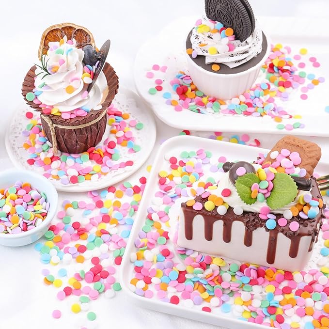 Rainbow Sprinkles Mix for Cake Decorating, Colored Confetti Round Chip Sprinkles for Cake Cupcake Cookies Baking Ice Cream