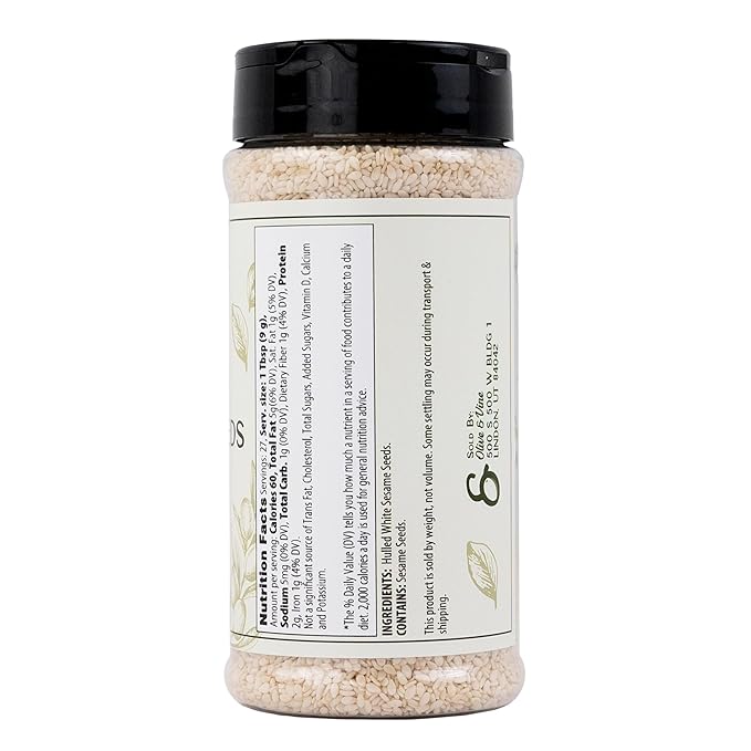 Olive & Vine White Sesame Seeds, Nutty Flavor, For Baking & Cooking, Rich Tradition, Authentic Taste, For Global Recipes (8.8 Ounce)
