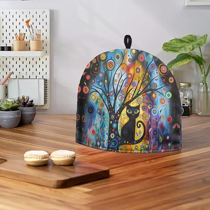 Tea Cozy for Teapot Novelty Modern Art Cat Tea Kettle Cover Tea Pot Kitchen Decorative with Handle Dust Cover for Keeping Warm Can Hung and Folded