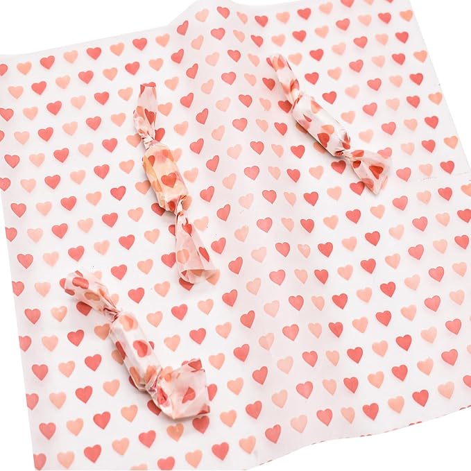 Wax Paper Sheets Love Heart Graphic Food Colored Candy Sandwich Wrap Waterproof Greaseproof Paper Suitable For Food Wrap And Packing (100Sheets)