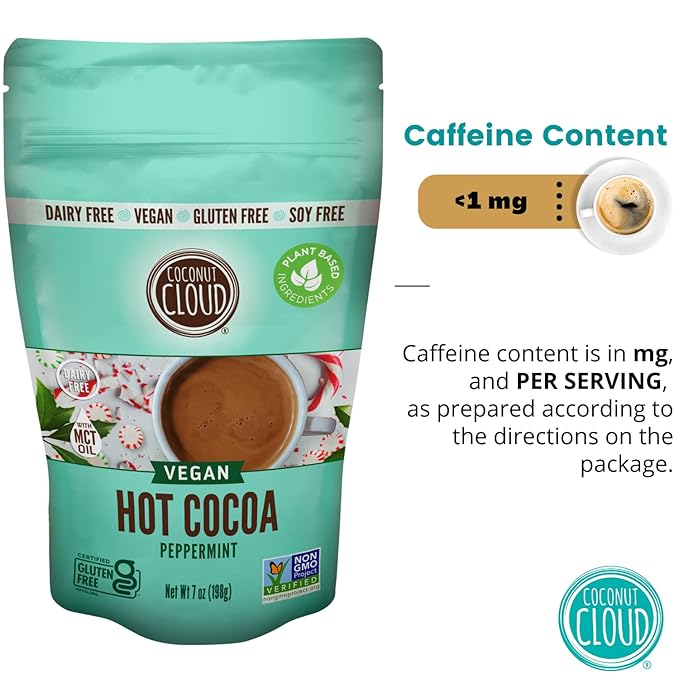 Coconut Cloud: Dairy-Free Instant Peppermint Hot Cocoa Mix | Vegan, Natural, Delicious, Creamy Chocolate (Made in Colorado from Premium Coconut Milk Powder), Peppermint Cocoa, 7 oz