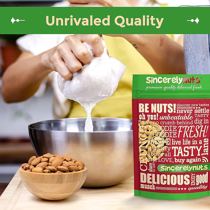 Sincerely Nuts Natural Raw Whole Almonds, Unsalted, No Shell Healthy Low Sodium Snack Plant Protein Kosher, Vegan, Gluten Free Bulk 2 (LB) Bag