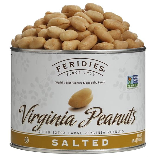FERIDIES Super Extra Large Salted Virginia Peanuts 18 ounce Can