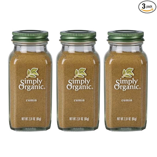 Simply Organic Ground Cumin Seed, 2.31 Ounce Jar, Rich, Warm, Complex Earthy Spice Flavor, Kosher (Pack of 3)