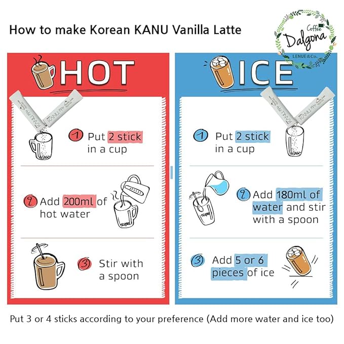 KANU Latte - Korean Maxim 3 in 1 Instant Coffee Variety Sample Packets with Gift Box Set, Camping Essentials, KANU Latte 3 Mix Combination 10 Sticks