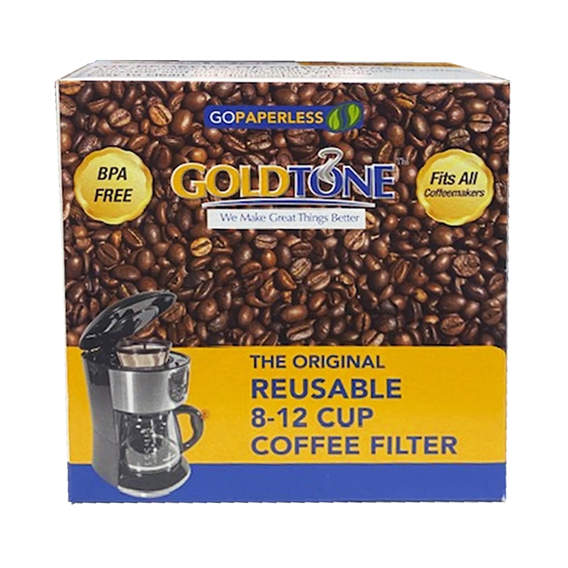 GOLDTONE Reusable 8-12 Cup Basket Coffee Filter fits Black and Decker Makers and Brewers, Replaces