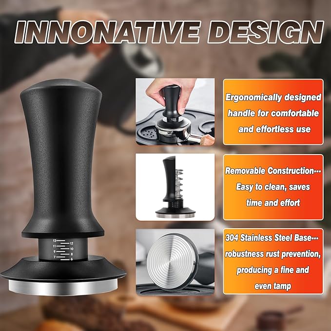 58mm Espresso Accessories Kit, Spring Loaded Calibrated Espresso Tamper, Wdt Tool Espresso and Silicone Tamper Mat,Dosing Funnel, Coffee Puck Screen and 12 Replacement Needles Fit 58mm Portafilters