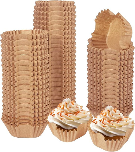 qiqee 500pcs Natural Square Cupcake Liners Muffin Linner No Smell, Food Grade Brown Baking Cups竊늆tandard Sizeç«?,<div>