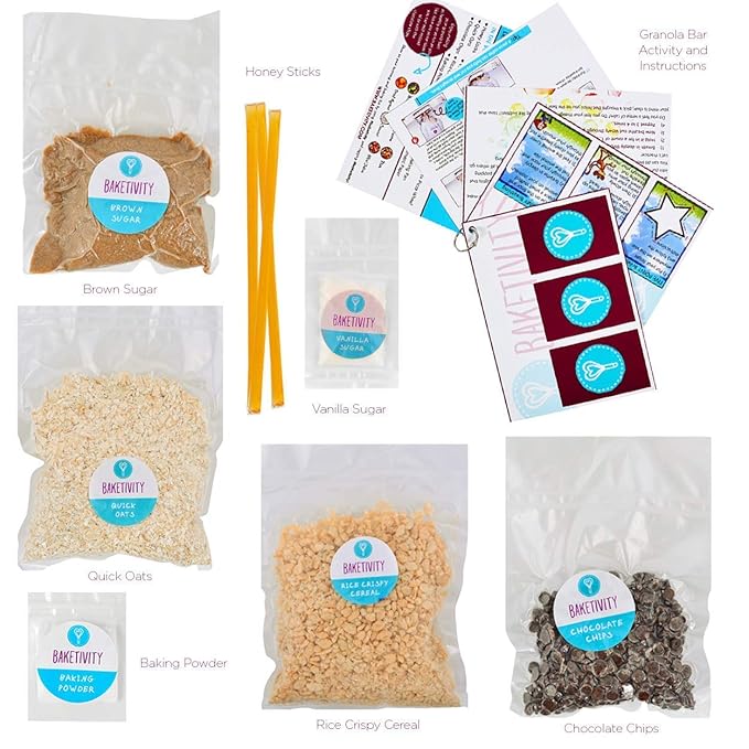 BAKETIVITY Kids Baking DIY Activity Kit - Bake Delicious Healthy Gluten Free Granola Bars with Pre-Measured Ingredients ??Best Gift Idea for Boys and Girls Ages 6-12