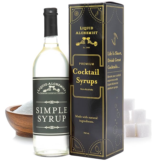 Liquid Alchemist Simple Syrup for Cocktails - Real Ingredients Make our Simple Sugar Syrup the Perfect Old Fashioned Mix - Non-GMO, Gluten Free & Vegan (25.4 oz)