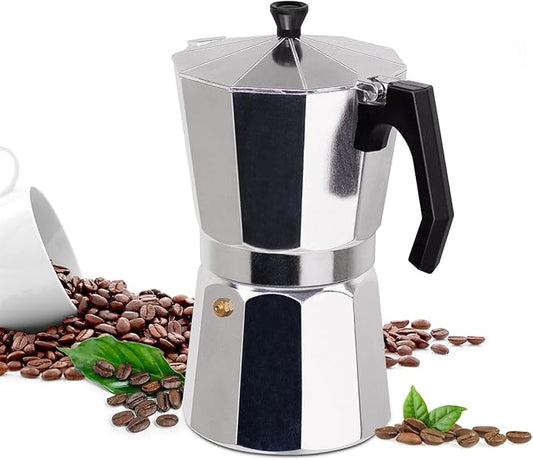 9 Cup Moka Pot Aluminum 450ml Italian Coffee Maker Stovetop Espresso CoffeeMakers Mocha Pot Percolator for Electric Ceramic Stove Classic Greca Cafe Makers Portable for Easy Brewing