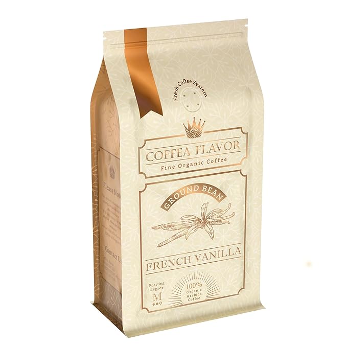 Flavored Ground Coffee ??French Vanilla, 100% Arabica, Single Origin, Medium Roast, USDA Organic, Naturally mint Flavored ??by Coffea Flavor