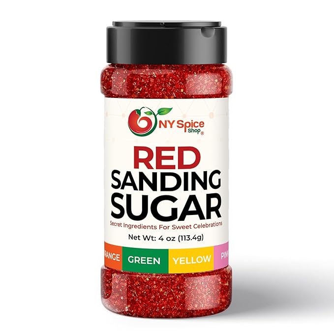 NY Spice Shop Red Sanding Sugar - 4 Ounce Sweet Colorful Edible Sprinkles For Candy Dish - Sugar Sprinkles For Cake Decorating Basket & Dishes