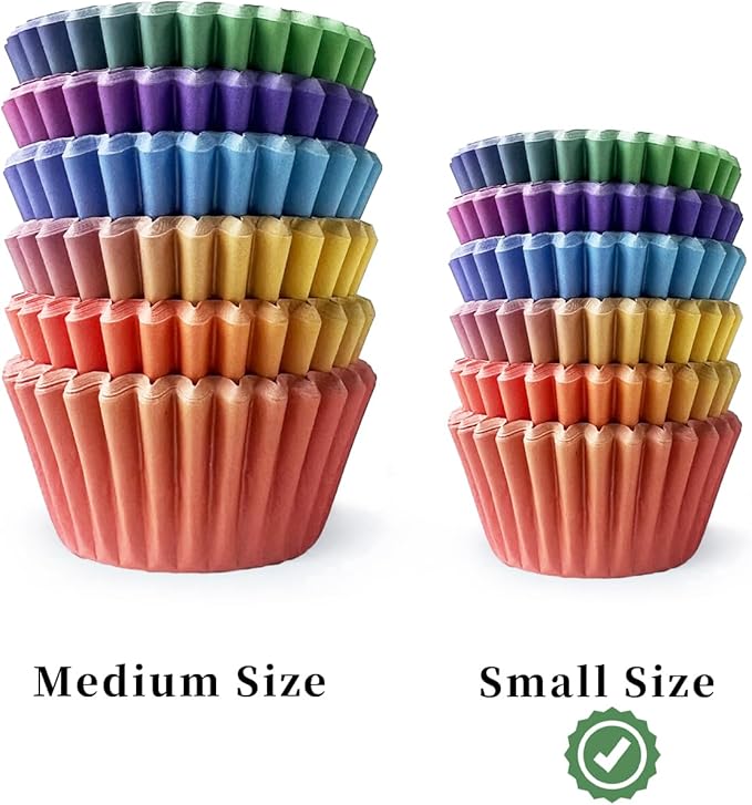 qiqee 300PCS Mini Cupcake Liners Gradient Cupcake Cups 6 Designs Orange Purple Muffin Papers Baking Cups Cupcake Wrappers (Small Size)