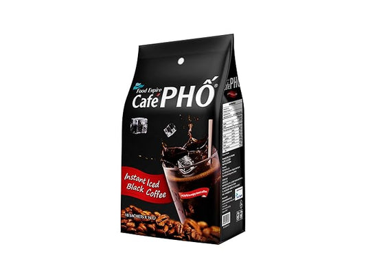 Cafe Pho Vietnamese Instant Coffee Mix, Iced Black Coffee, Cafe Den Da, Single Serve Coffee Packets, Bag of 18 Sachets, Pack of 1