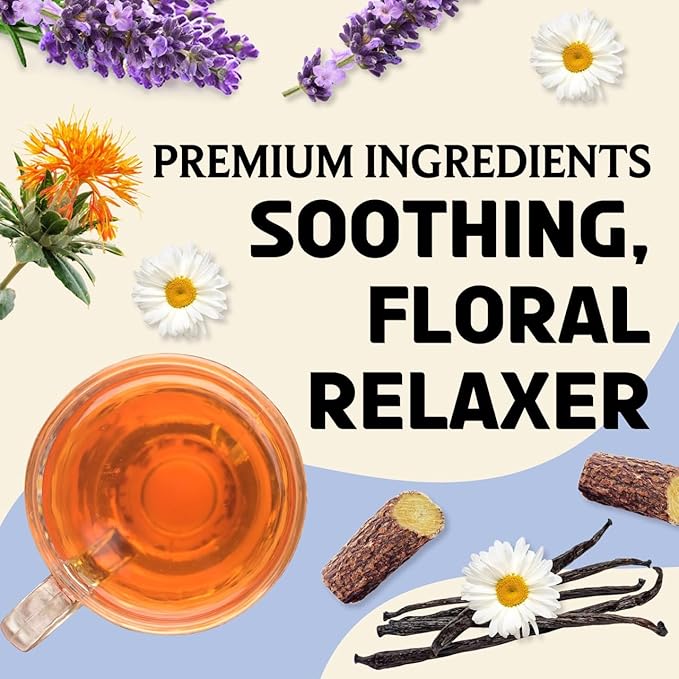 BREWIX, Bedtime Blossom Calming Tea For Sleep (50+ Cups) Herbal All Natural | Supports a Good Night?™s Sleep | Night Time, Caffeine Free with Rooibos, Safflower, Chamomile and Lavender | Perfect for Bedtime | Relaxing Natural Nighty Night Sleeping Tea