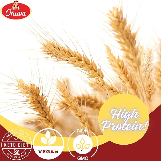 Vital Wheat Gluten by Onuva - 12 oz (340 g) -High Protein - Vegan - Non GMO - Keto Friendly - Bread Making - Natural Powder for Bread Machine - Low Carb - Vegan Gluten - For Seitan - Pack of 1