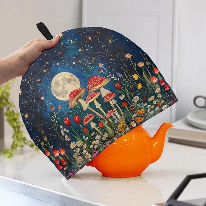 Tea Cozy Red Mushroom Print Creative Insulated Tea Cosy Extra Thick Home Kitchen Decoration Creative Gifts Dust Teapot Cover Kitchen Accessories for Travel