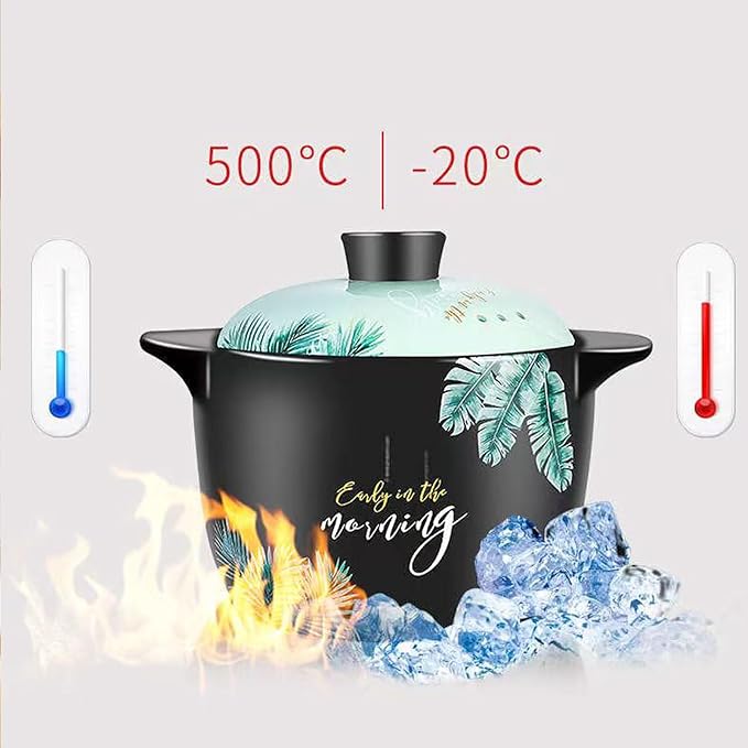 2.6 Quart Ceramic Casserole,with Lid Ceramic Pot,Heat-Resistant Round Stew Pot Soup Pot for cook bibimbap, soup, rice, stew, casserole (Green2.6QT)
