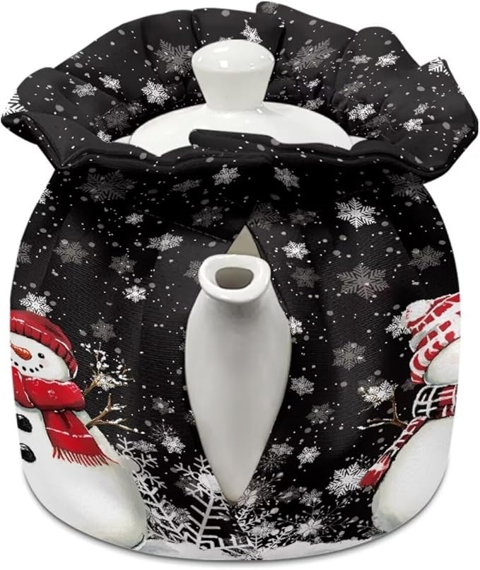 Snowman Family Cozy for Teapot Insulated for Home Decorative Christmas Tea Pot Cozy for Keeping Warm Teapot Cover Breakfast Warmer Kettle Cover for Housewife,Friend,Mom