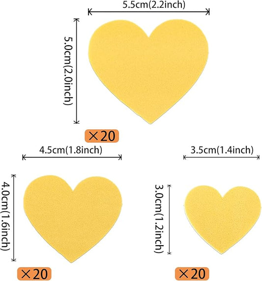60 Pack Edible Heart Cake Topper Love Heart Cupcake Picks Water Paper Valentine's Day Theme Cake Decorations for Wedding Engagement Bridal Shower Birthday Party Supplies Yellow