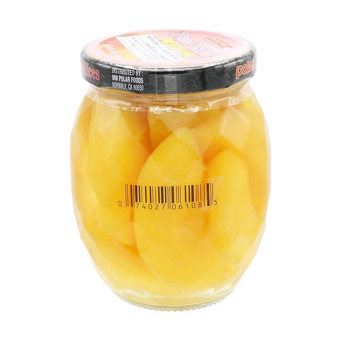 MW Polar Peach Slices in Light Syrup, glass jar 10oz (pack of 12)