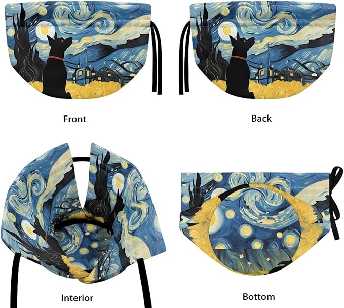 Starry Night Dog Oil Painting Breakfast Pot Cover Dust Proof Insulated Teapot Cover Keep Teapot Warm Not Easy to Pilling and Not Easy to Fade