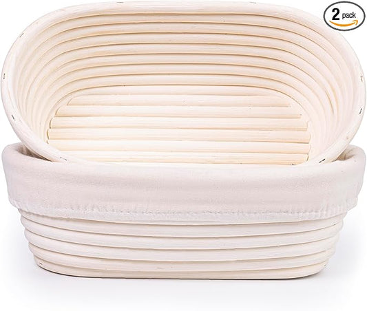Bread Proofing Baskets Set of 2, Banneton Shaped Dough Proofing Bowls starter kit sourdough bread baking supplies Bread (set 2 10"x6")