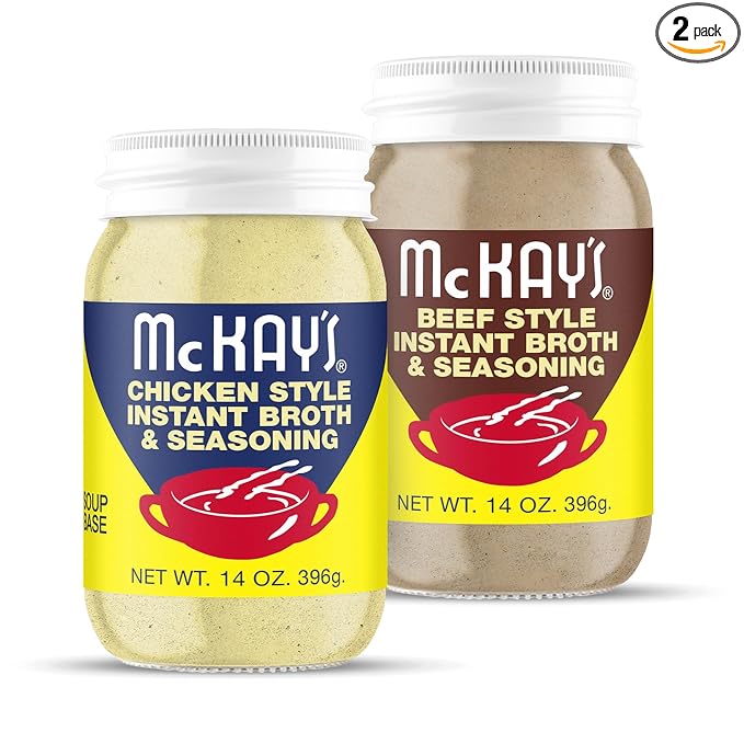 Mc Kay's Chicken and Beef Flavored Powdered Soup Seasoning, Gluten Free Instant Broth, Bullion Cubes Substitute, Est. 1945 (Original Variety, 2 Pack)
