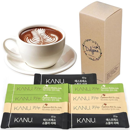 KANU Latte - Korean Maxim 3 in 1 Instant Coffee Variety Sample Packets with Gift Box Set, KANU Latte 3 Mix Combination 9 Sticks