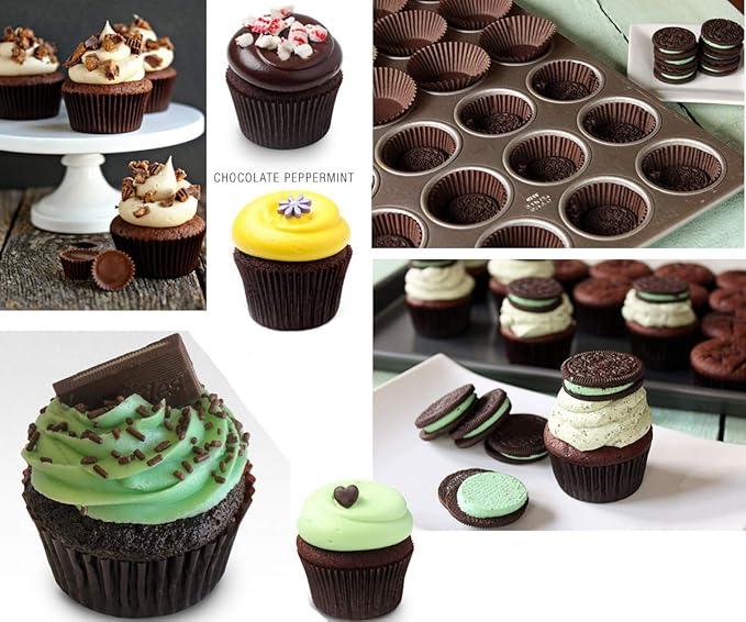 Gifbera Swedish Paper Muffin Baking Cups Brown Mini Cupcake Liners 300-Count, Coffee Color