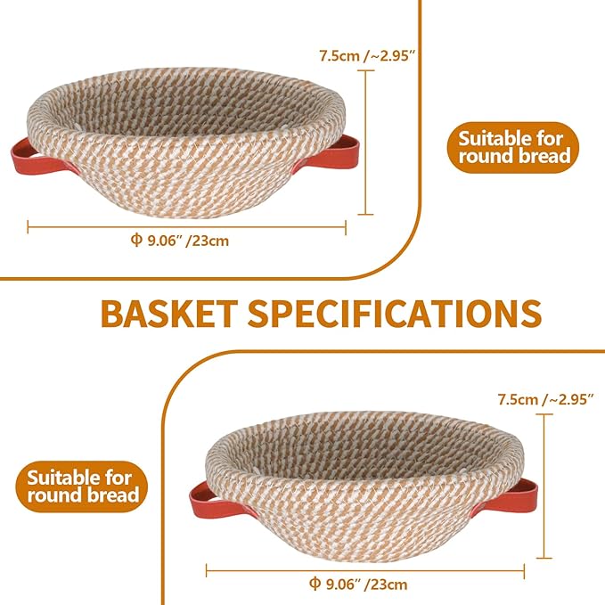 Cotton Rope Banneton Bread Proofing Basket Setï¼? Pack Round Proofing Baskets For Sourdough Bread Baking Bowls with Liners,sourdough proofing basket For Homemade Bread